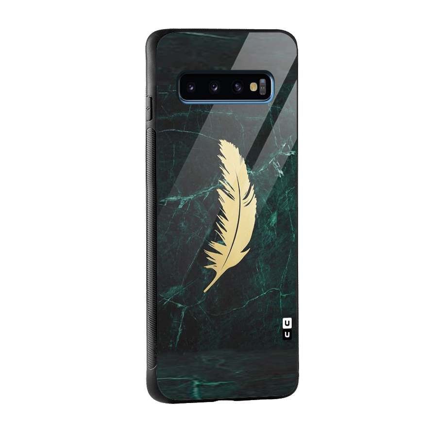 Golden Feather Glass Back Case for Galaxy S10