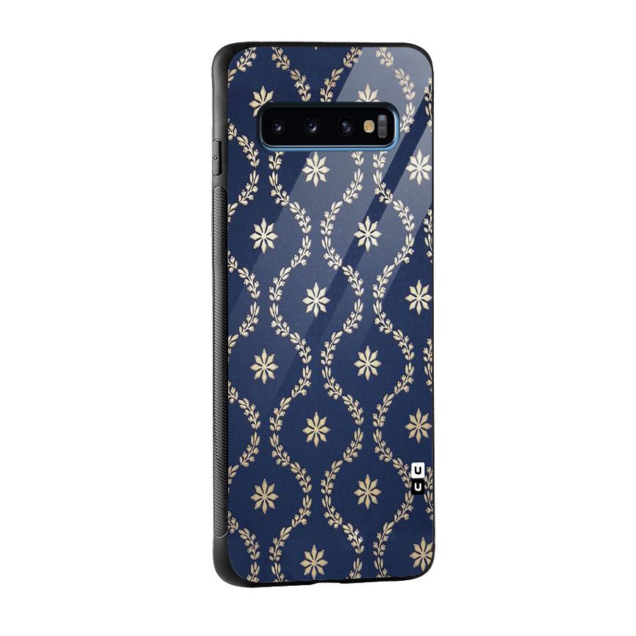 Gorgeous Gold Leaf Pattern Glass Back Case for Galaxy S10