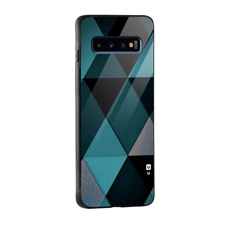 Green Black Shapes Glass Back Case for Galaxy S10