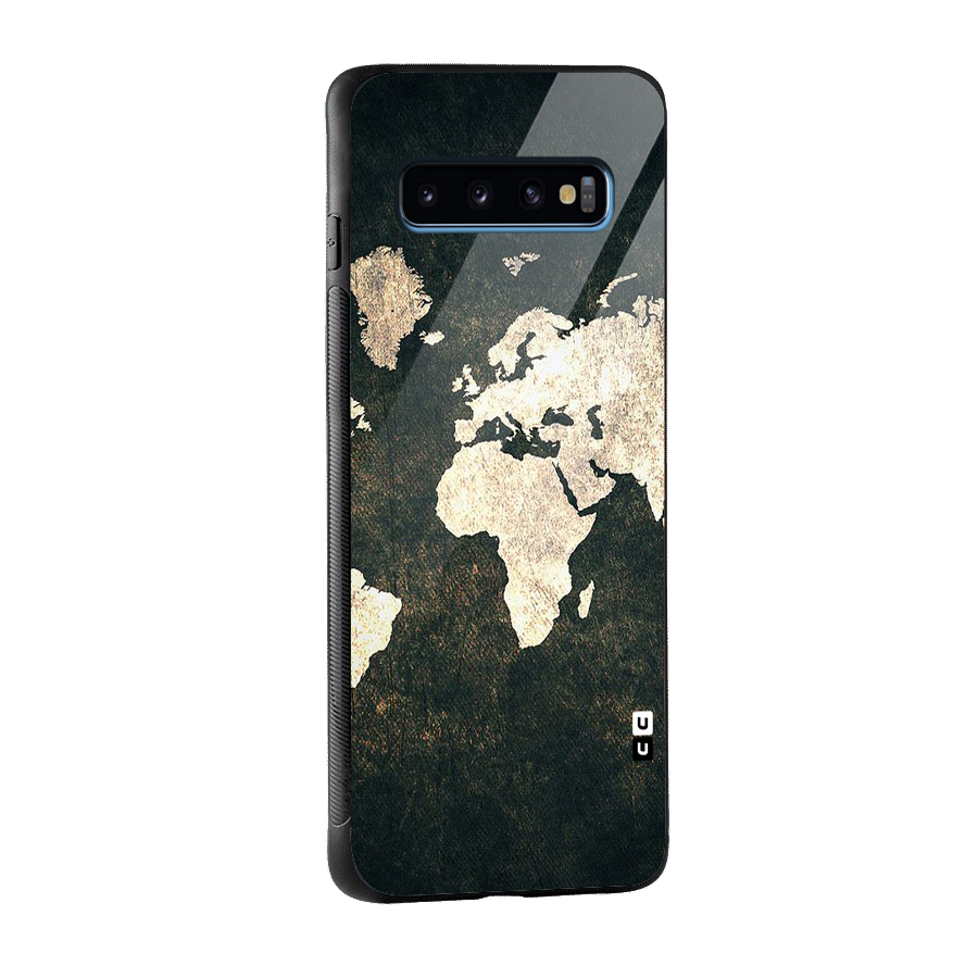 Green Gold Map Design Glass Back Case for Galaxy S10