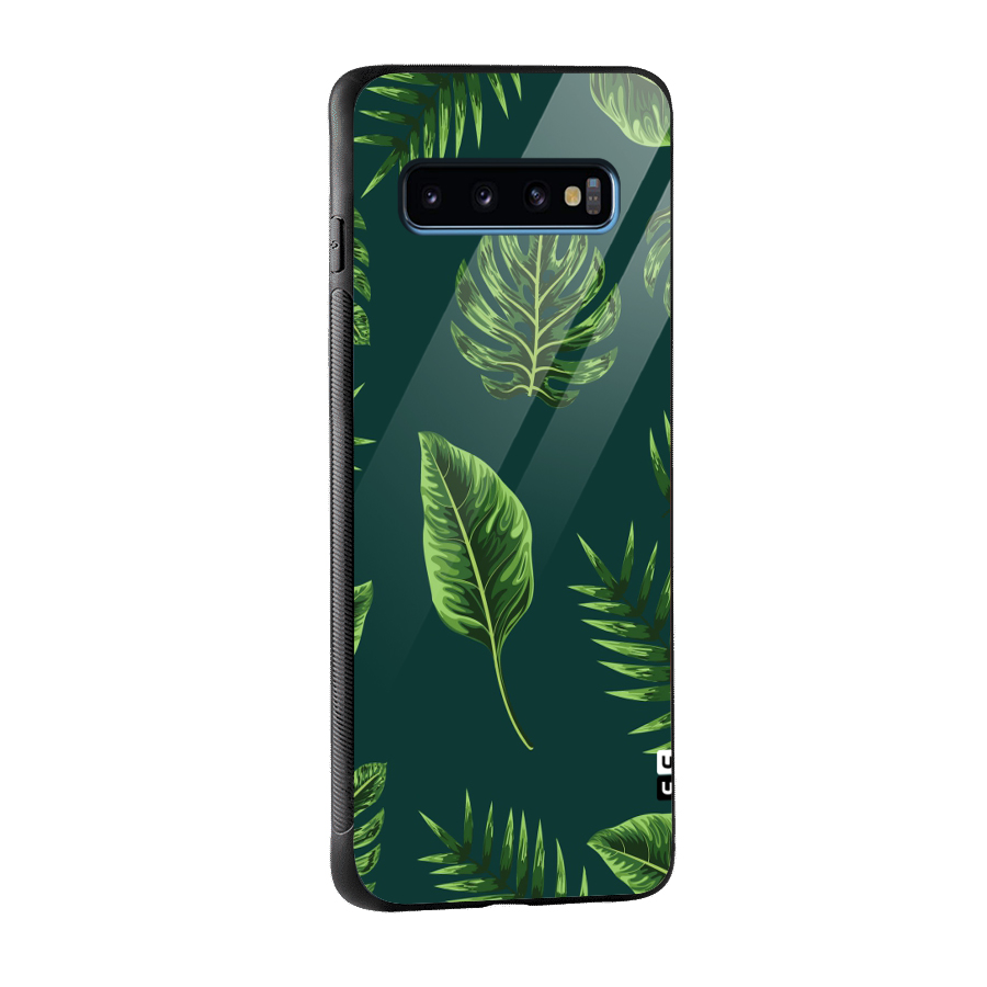 Green Leafs Glass Back Case for Galaxy S10