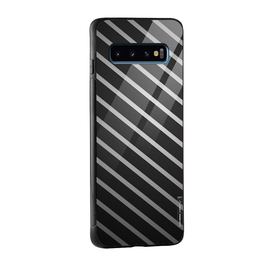 Grey And Black Stripes Glass Back Case for Galaxy S10