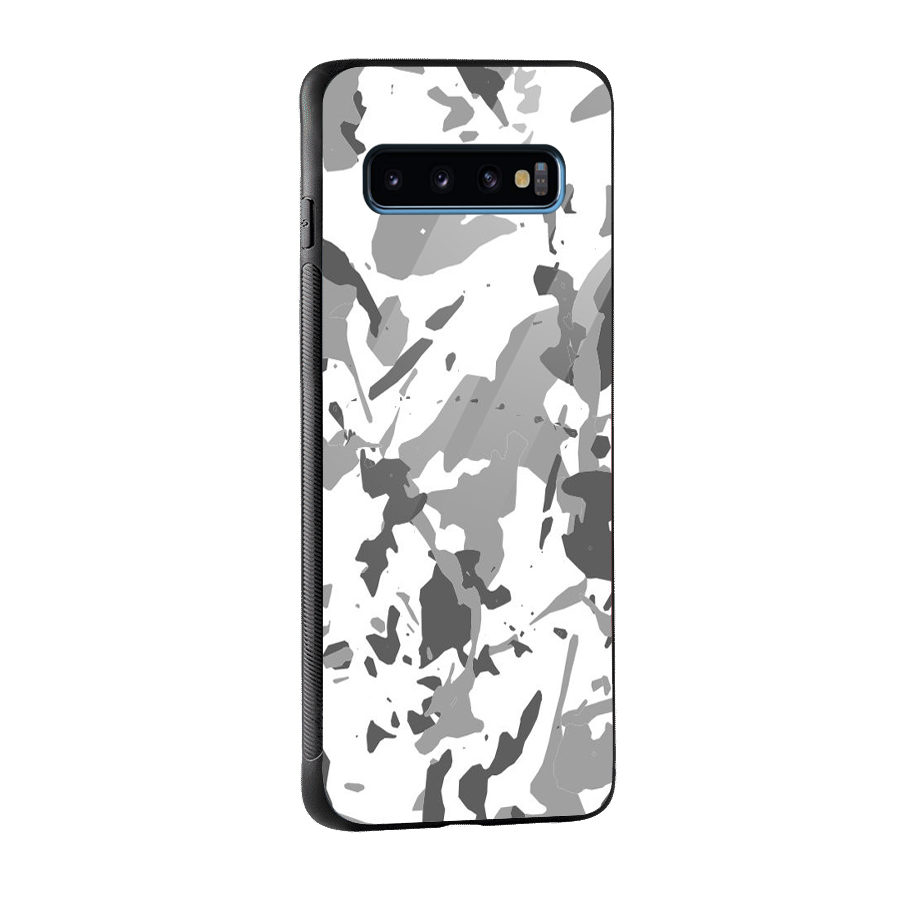 Grey Camouflage Army Glass Back Case for Galaxy S10