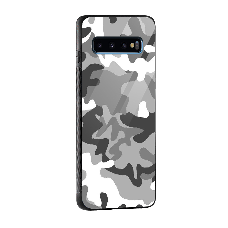 Grey Military Glass Back Case for Galaxy S10