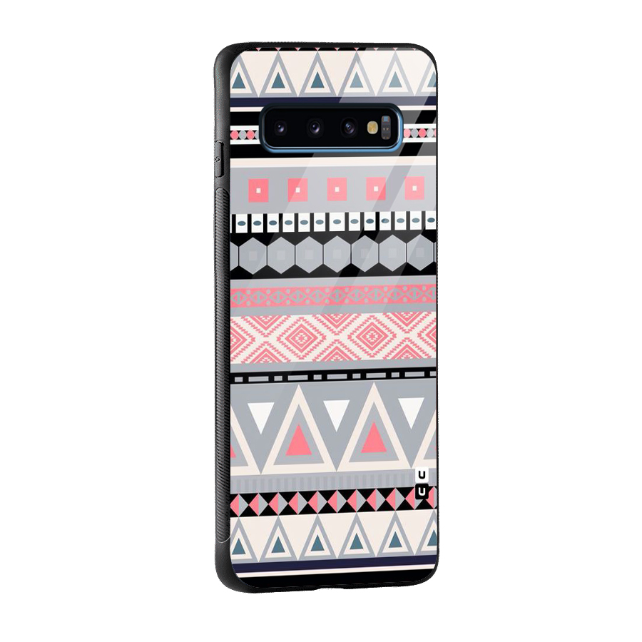 Grey Pink Pattern Glass Back Case for Galaxy S10
