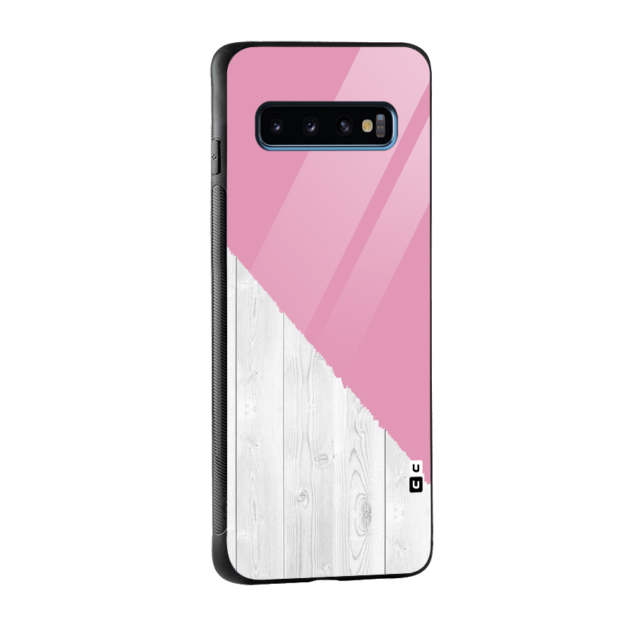 Grey Pink Wooden Design Glass Back Case for Galaxy S10