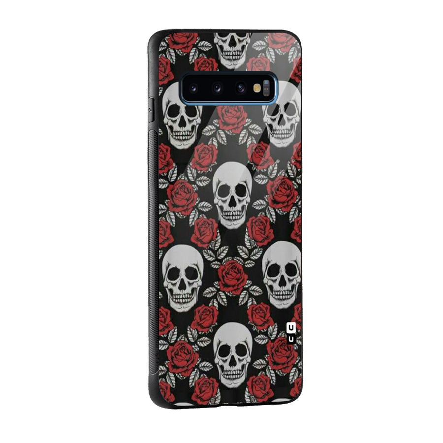 Grey Skulls Glass Back Case for Galaxy S10