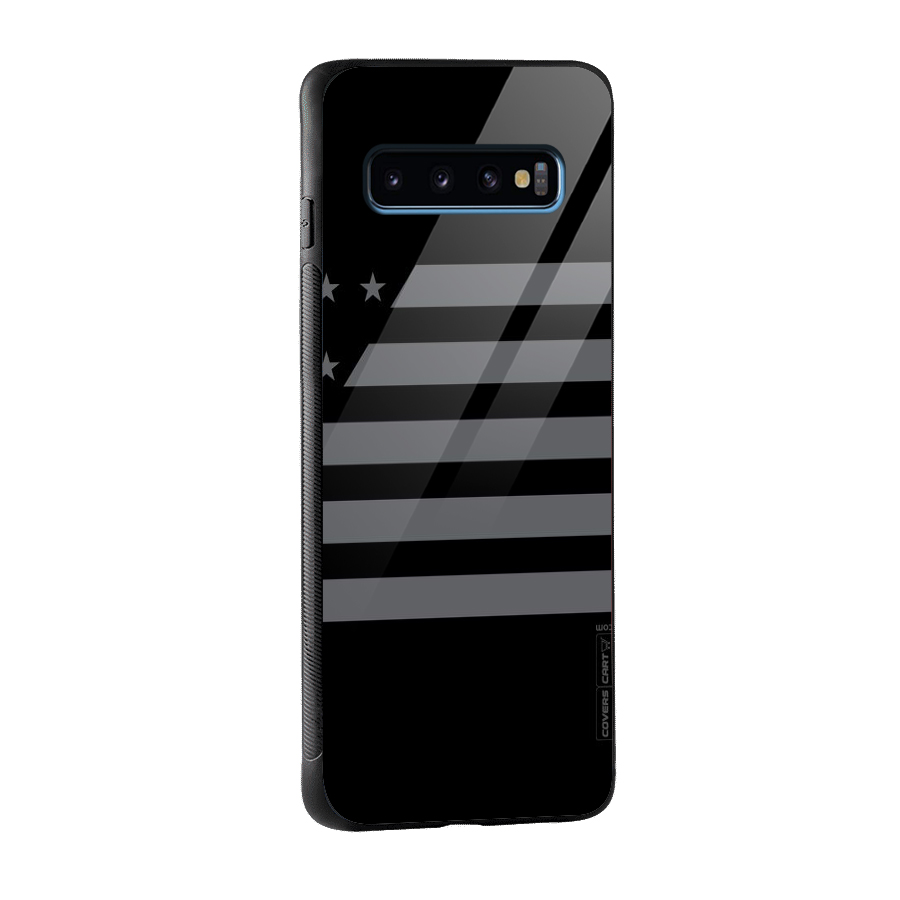 Grey Star Striped Pattern Glass Back Case for Galaxy S10