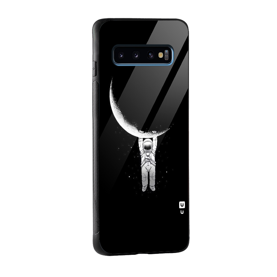 Hanging Astronaut Glass Back Case for Galaxy S10