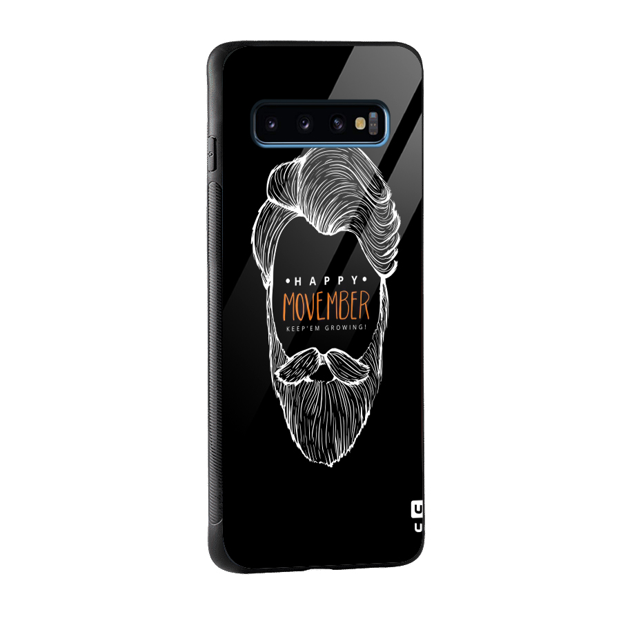 Happy Movember Black Glass Back Case for Galaxy S10