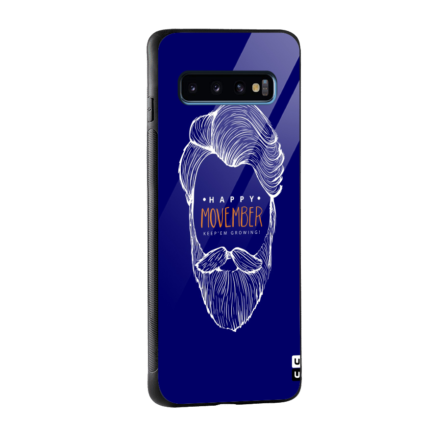 Happy Movember Blue Glass Back Case for Galaxy S10