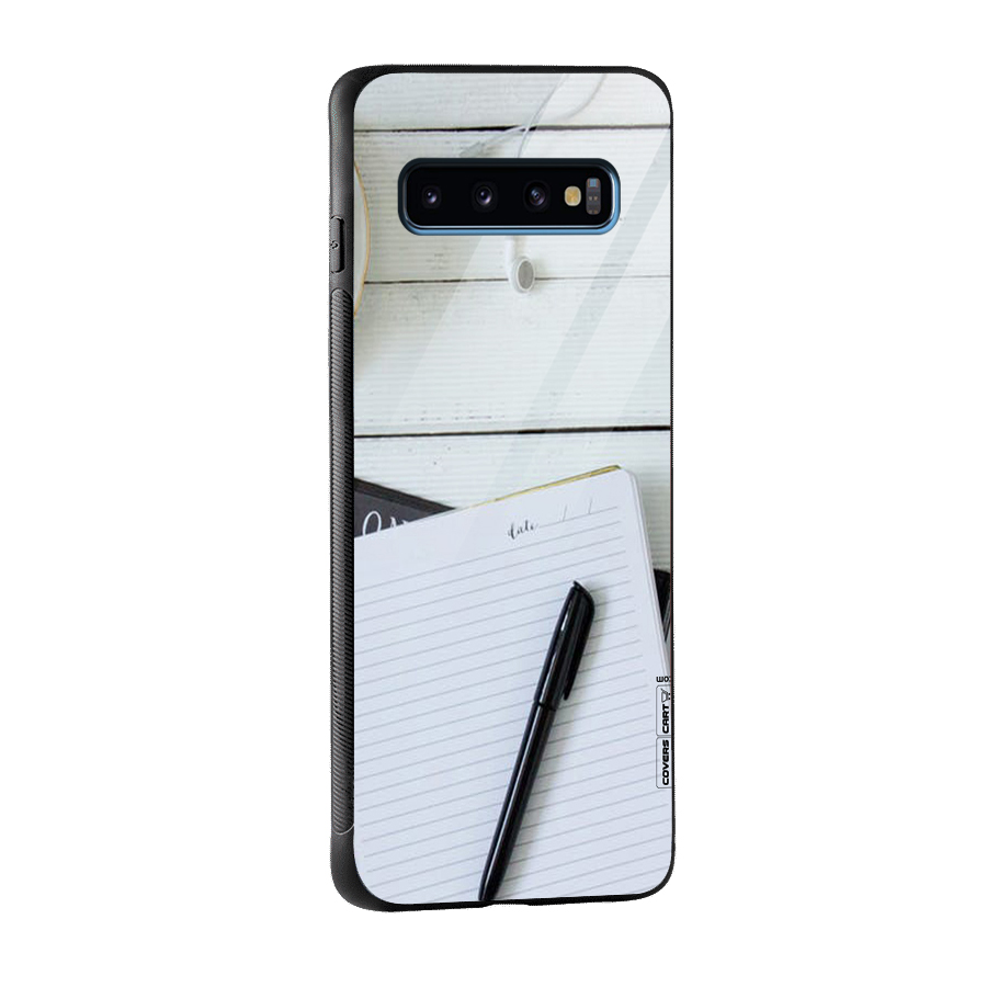 Headphones Notes Glass Back Case for Galaxy S10