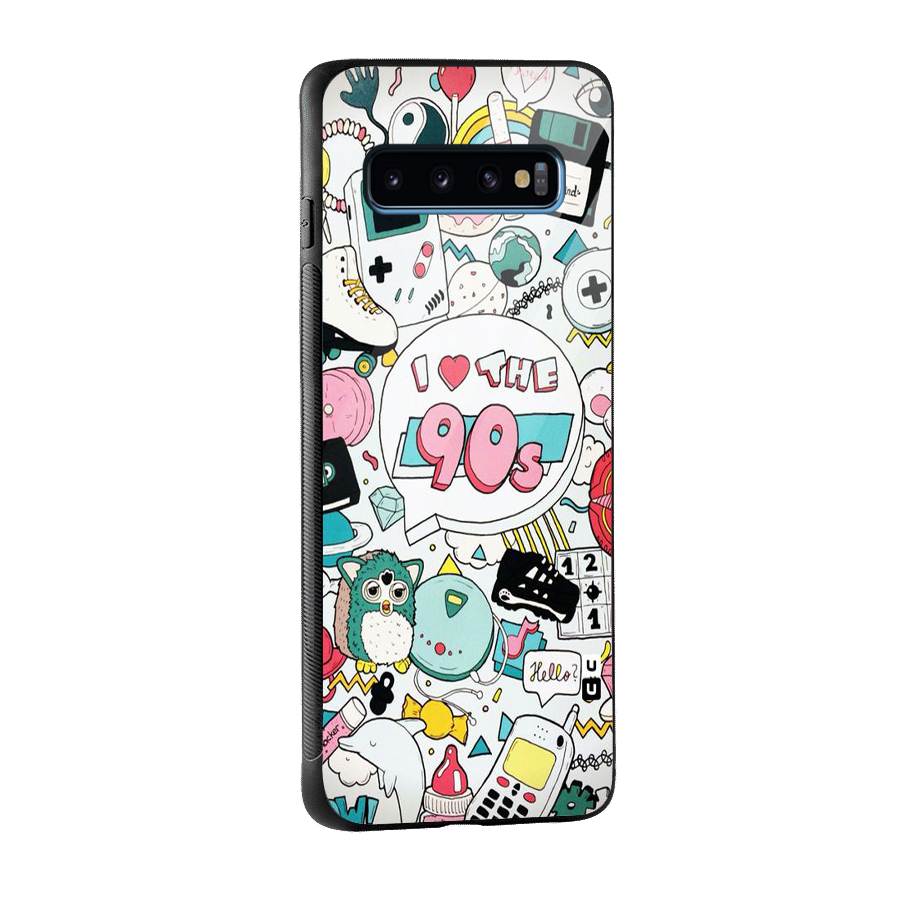 Heart 90s Glass Back Case for Galaxy S10