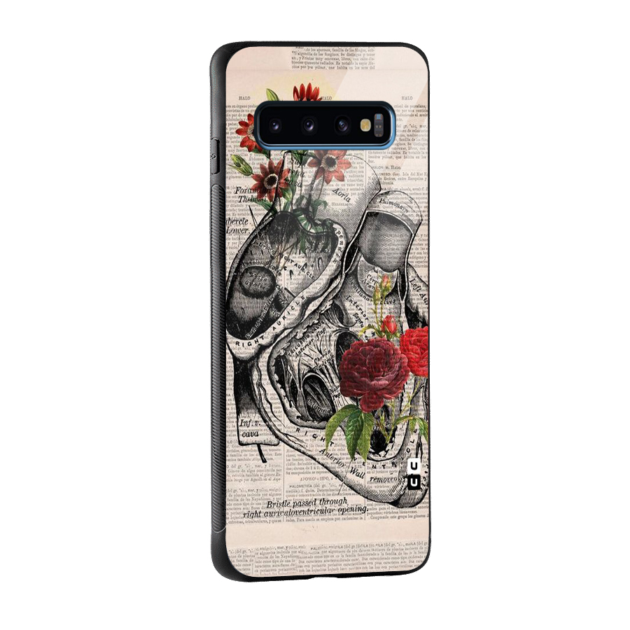Heart Newspaper Glass Back Case for Galaxy S10