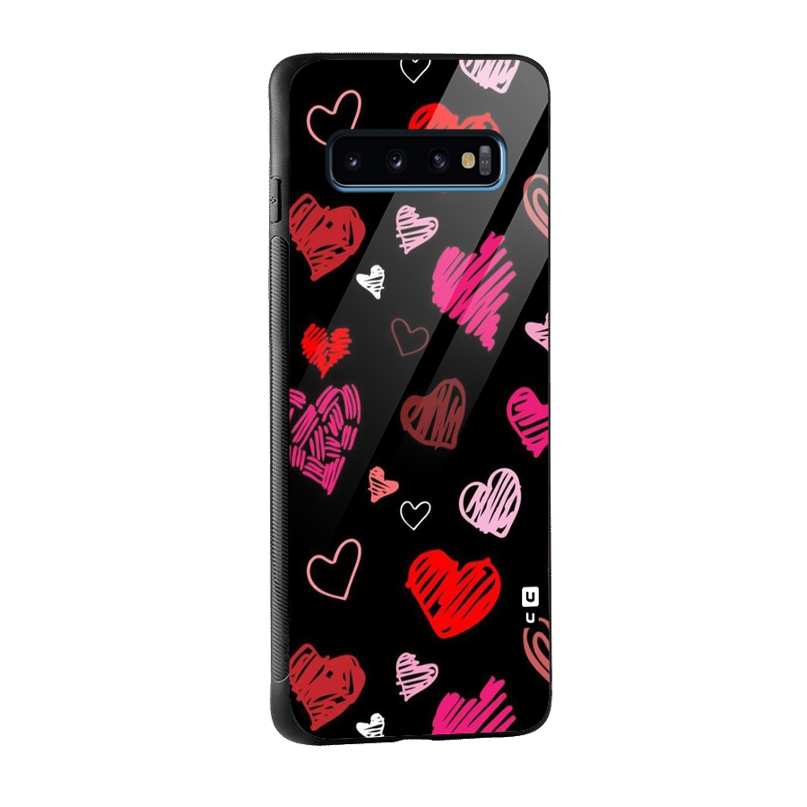 Hearts Art Pattern Glass Back Case for Galaxy S10