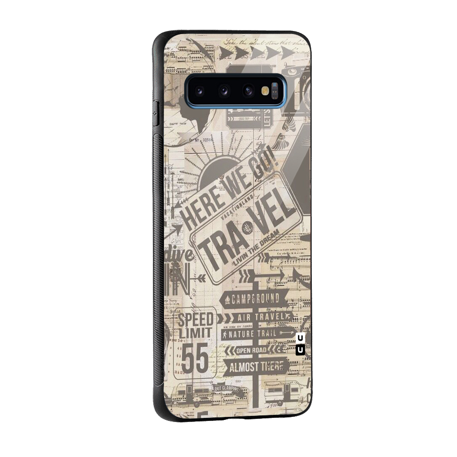 Here We Travel Glass Back Case for Galaxy S10