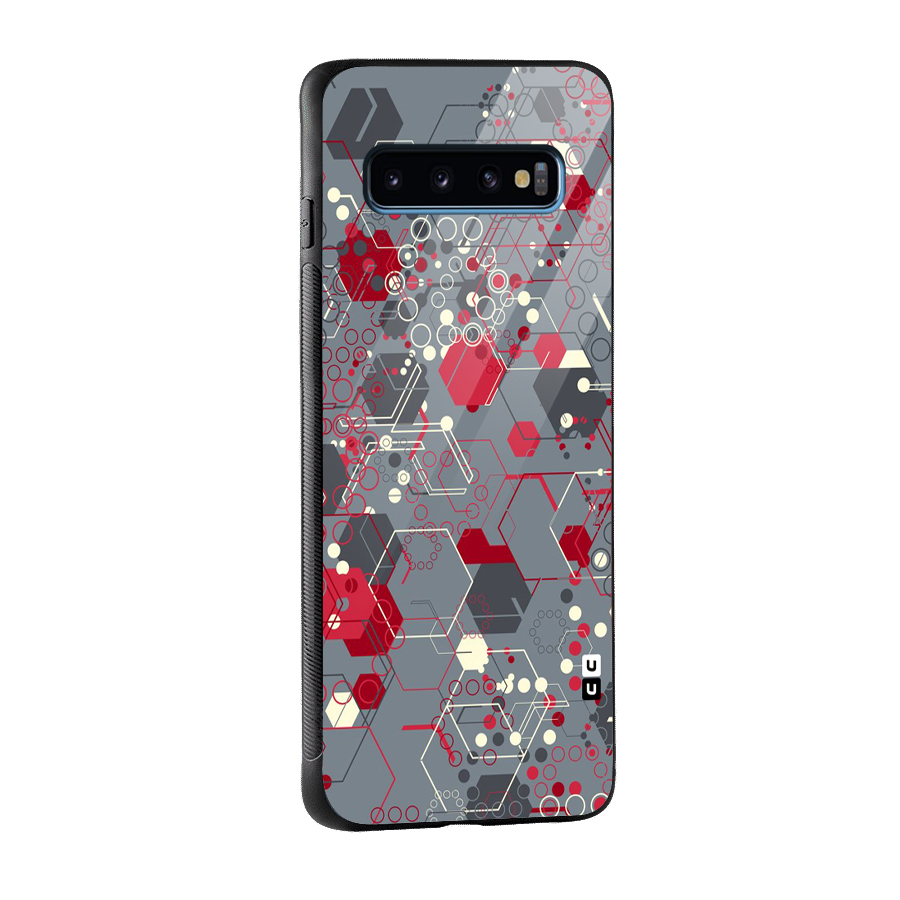 Hexagons Pattern Glass Back Case for Galaxy S10
