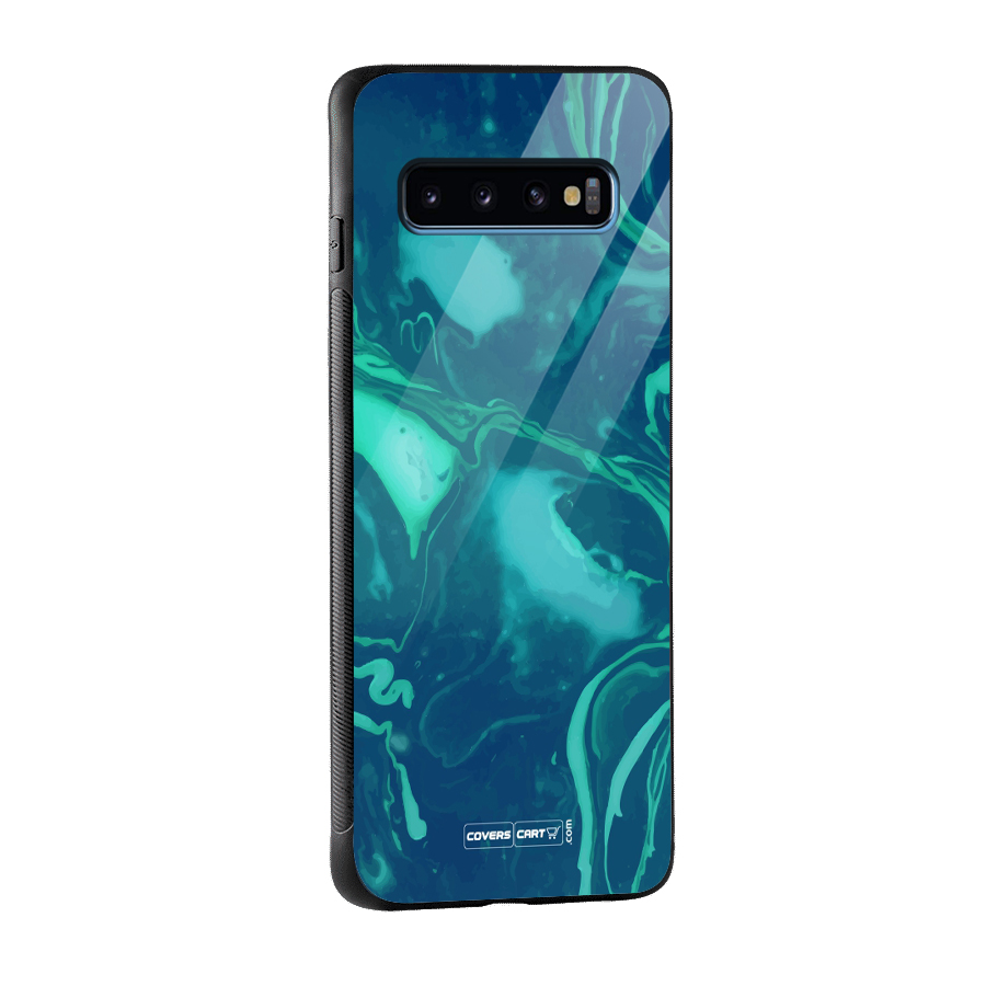 Jazzy Green Marble Texture Glass Back Case for Galaxy S10