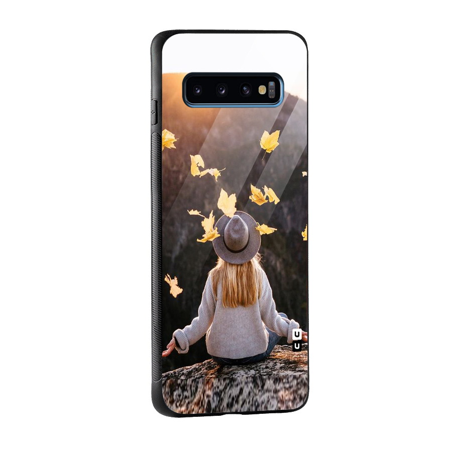 Leaf Rain Sunset Glass Back Case for Galaxy S10