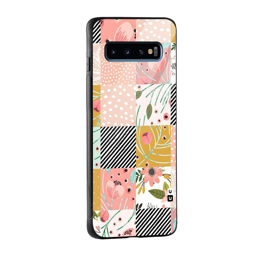Leaf Stripe Polka Glass Back Case for Galaxy S10