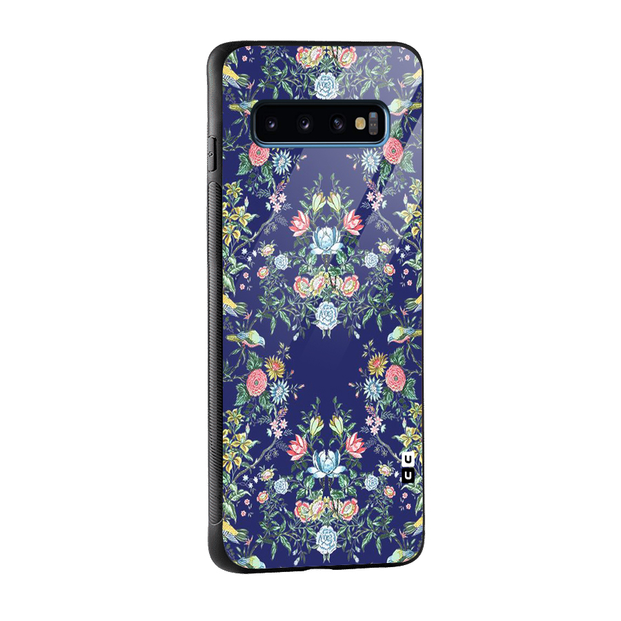 Little Flowers Pattern Glass Back Case for Galaxy S10