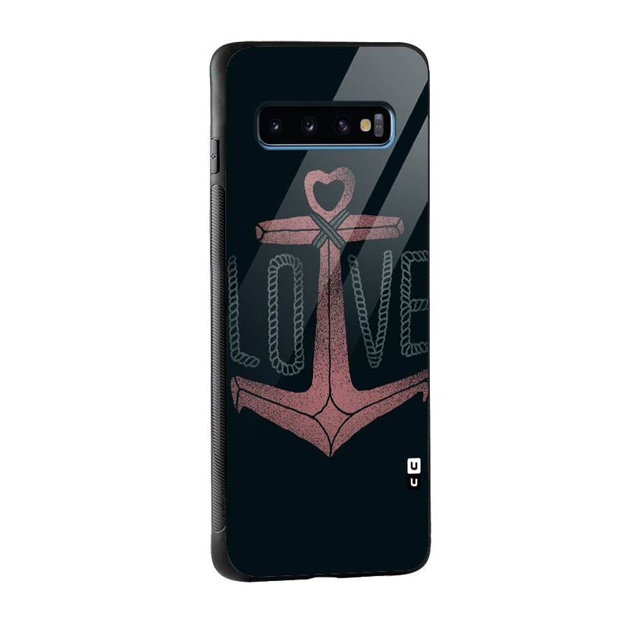 Love Anchor Form Glass Back Case for Galaxy S10