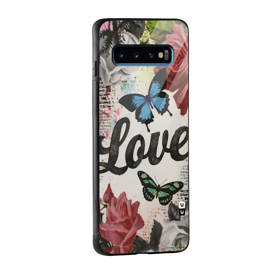 Lovely Butterfly Love Glass Back Case for Galaxy S10