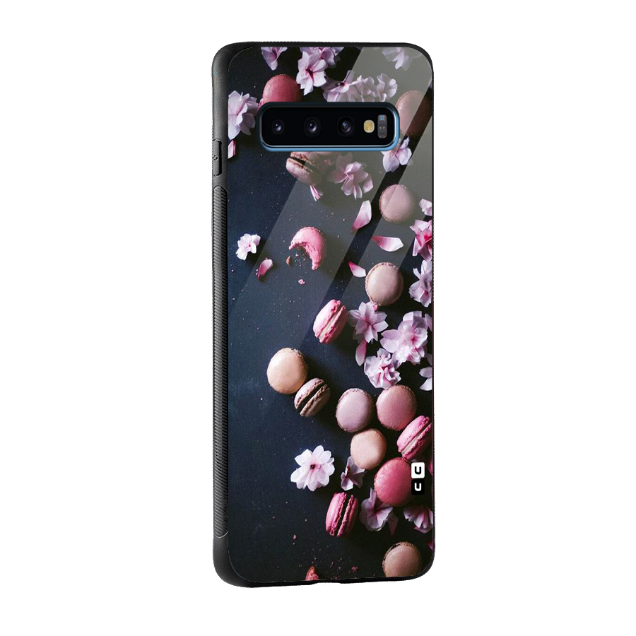 Macaroons And Cheery Blossoms Glass Back Case for Galaxy S10