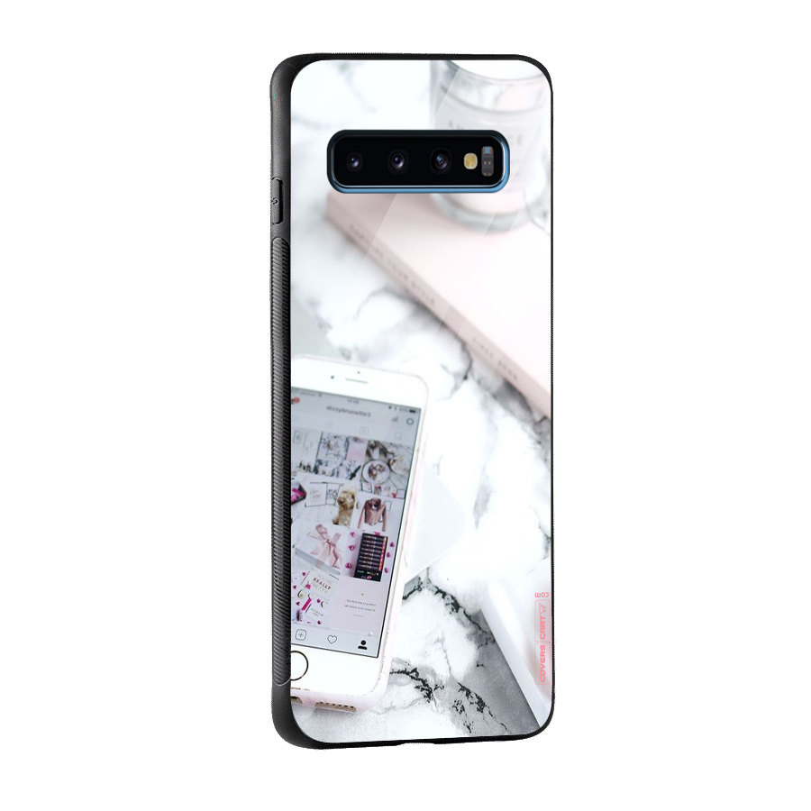 Make Up And Phone Glass Back Case for Galaxy S10