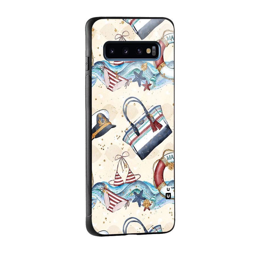 Marine Bag Design Glass Back Case for Galaxy S10