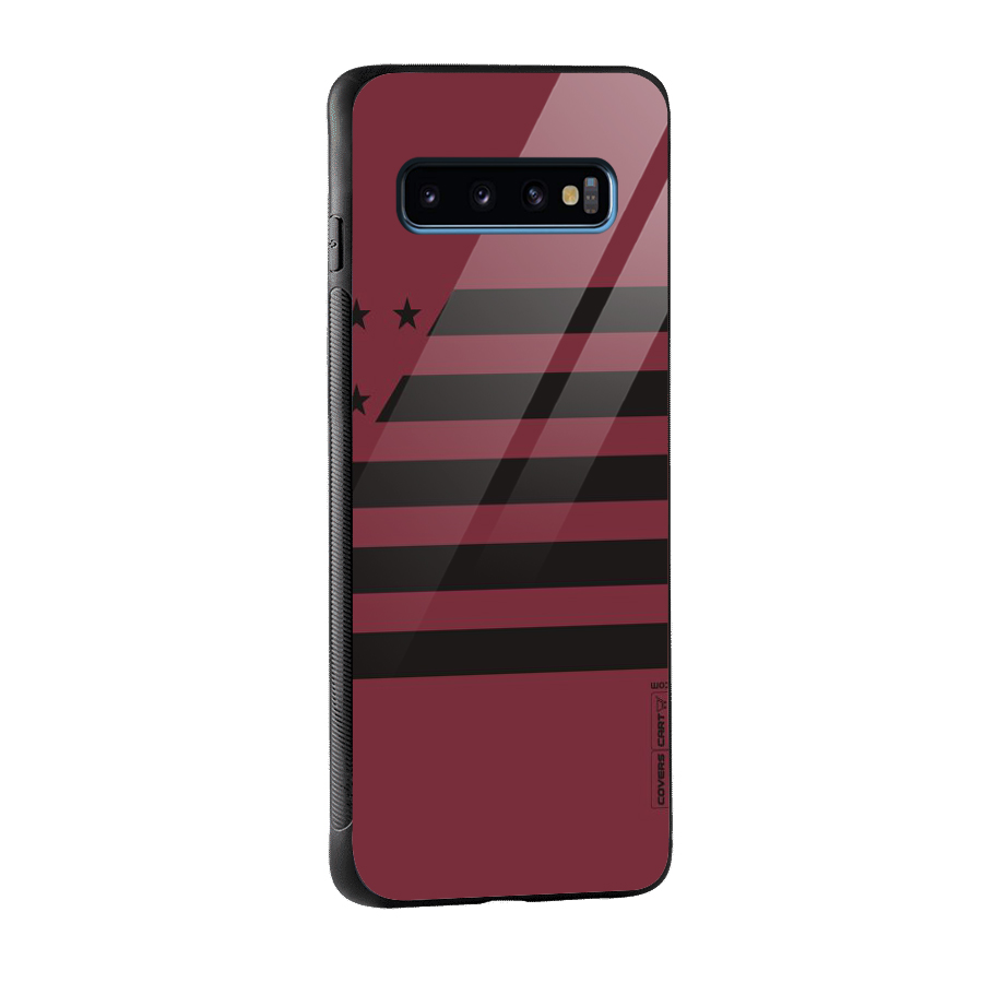 Maroon Star Striped Glass Back Case for Galaxy S10