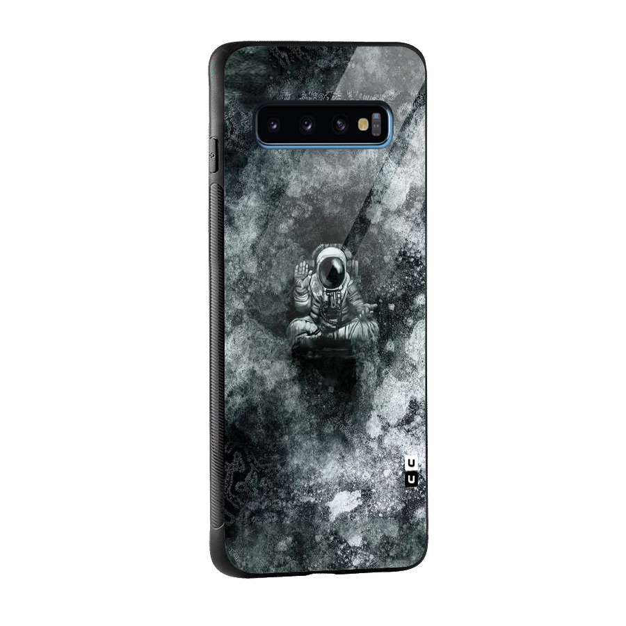 Meditating Spaceman Glass Back Case for Galaxy S10