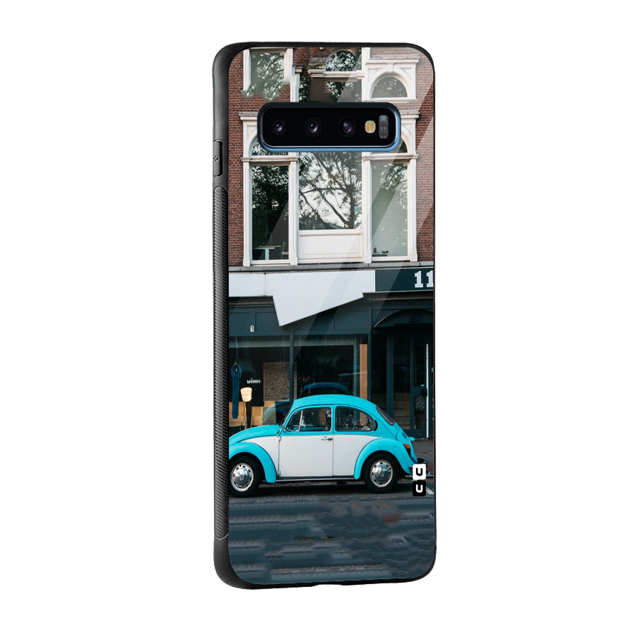 Mini Blue Car Glass Back Case for Galaxy S10