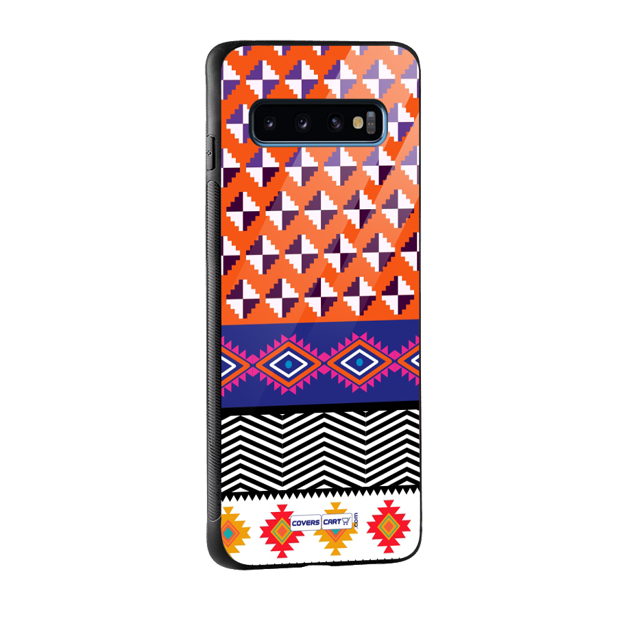 Mixed Pattern Aztec Glass Back Case for Galaxy S10