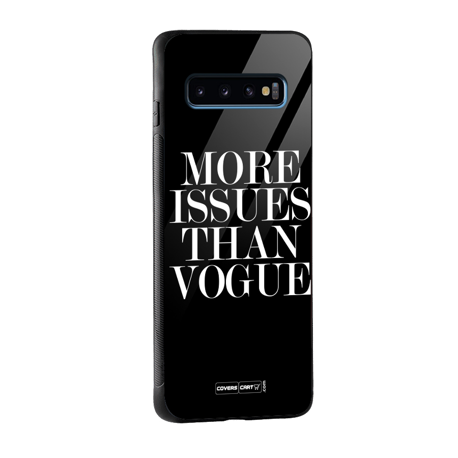 More Issues than Vogue (Black) Glass Back Case for Galaxy S10