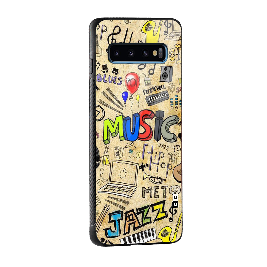 Music Pattern Glass Back Case for Galaxy S10