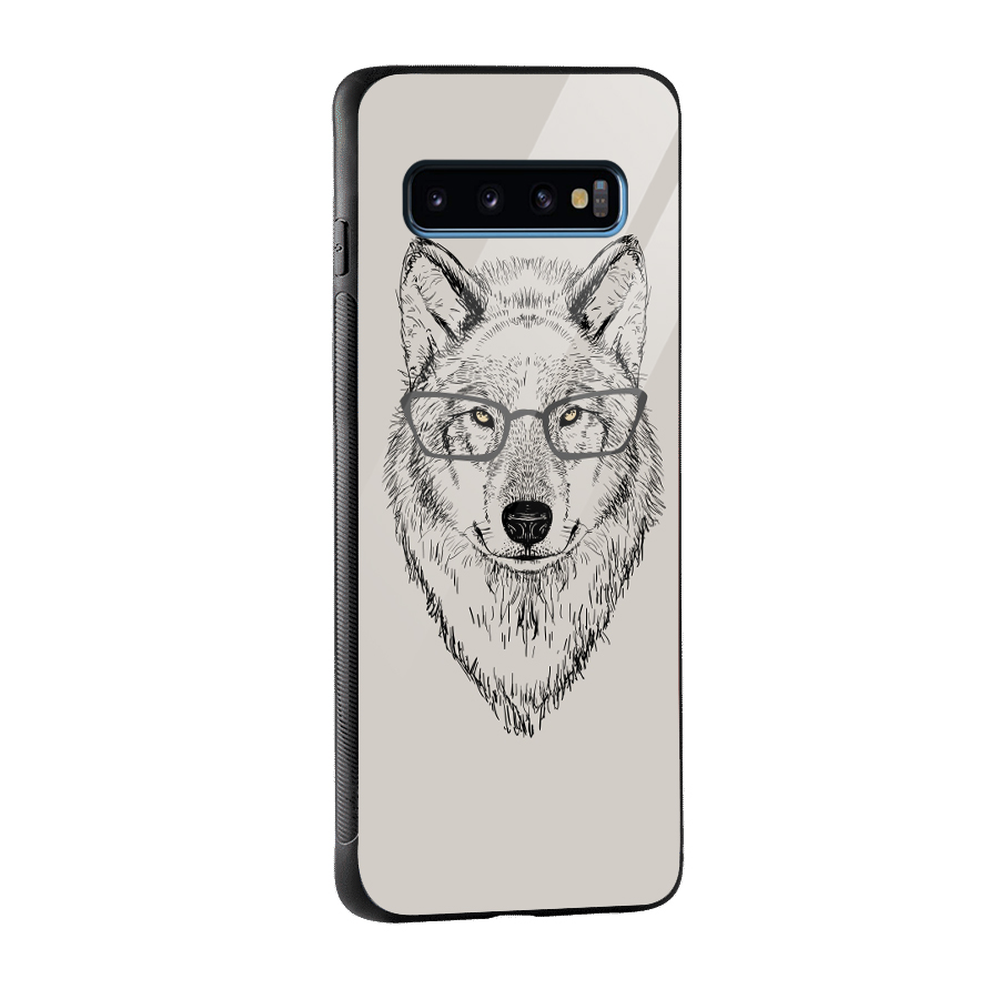 Nerdy Wolf Glass Back Case for Galaxy S10