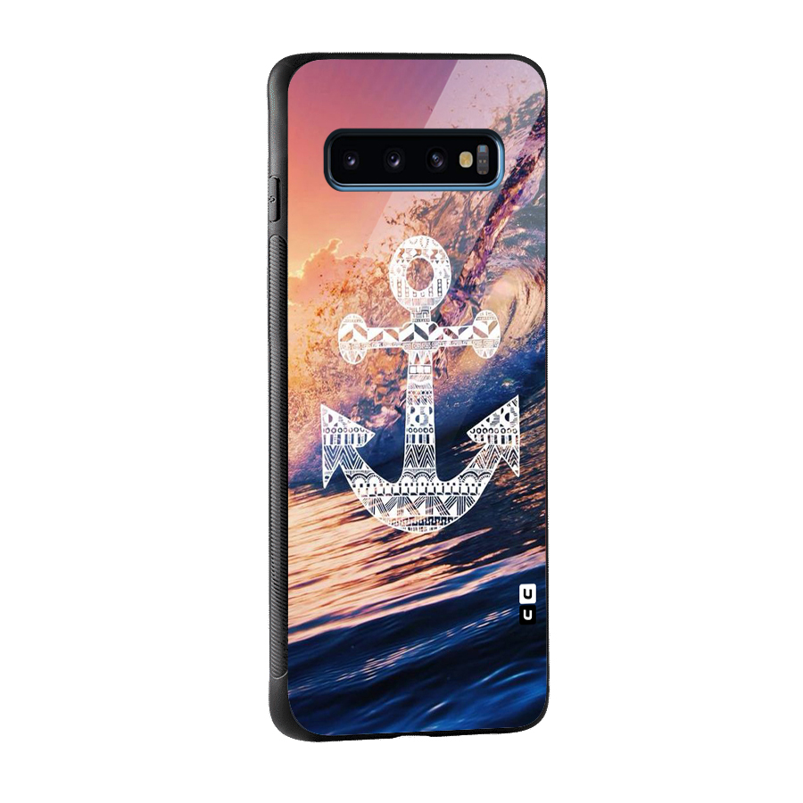 Ocean Anchor Wave Glass Back Case for Galaxy S10