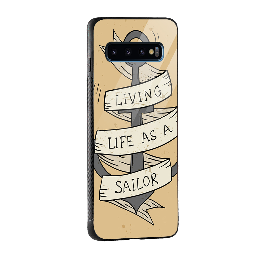 Old School Anchor Glass Back Case for Galaxy S10
