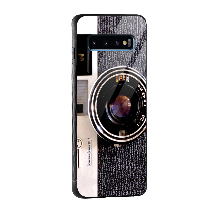 Old School Camera Glass Back Case for Galaxy S10