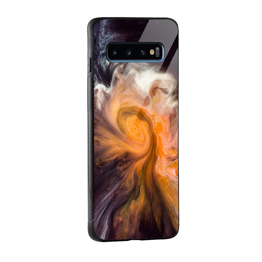 Orange Fusion Glass Back Case for Galaxy S10