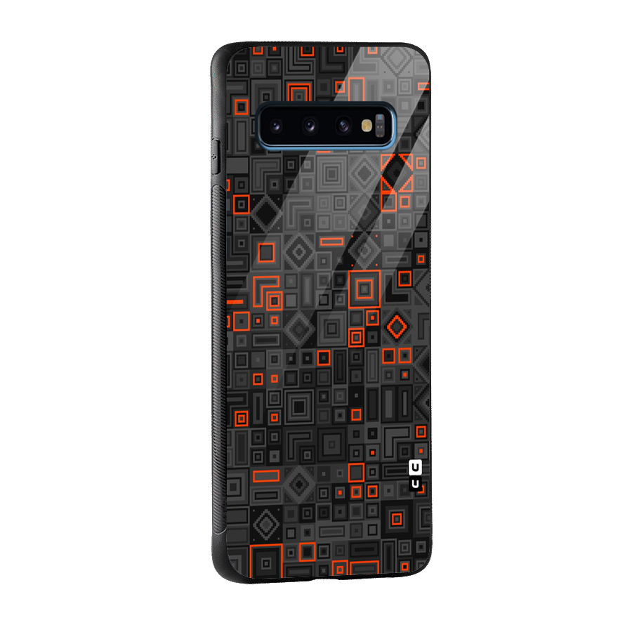 Orange Shapes Abstract Glass Back Case for Galaxy S10