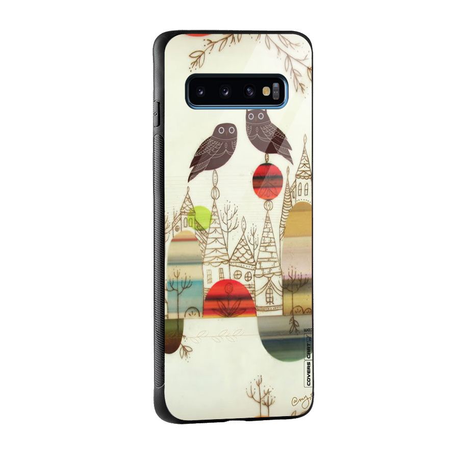 Owl Art Glass Back Case for Galaxy S10