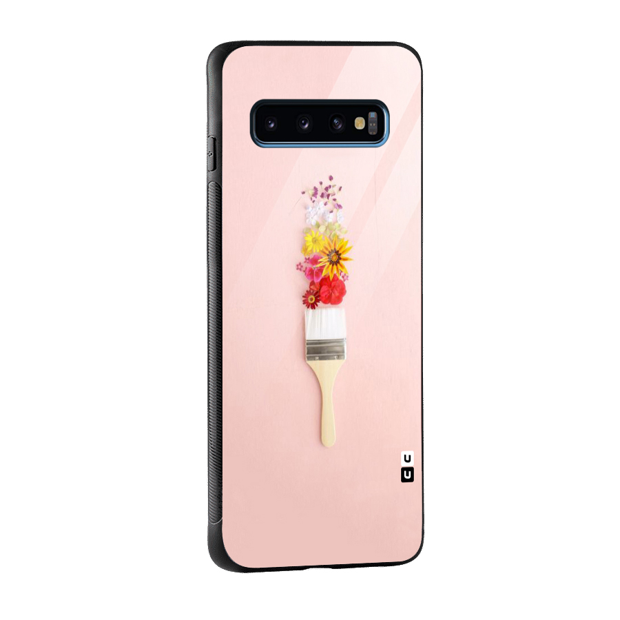 Painted Flowers Glass Back Case for Galaxy S10