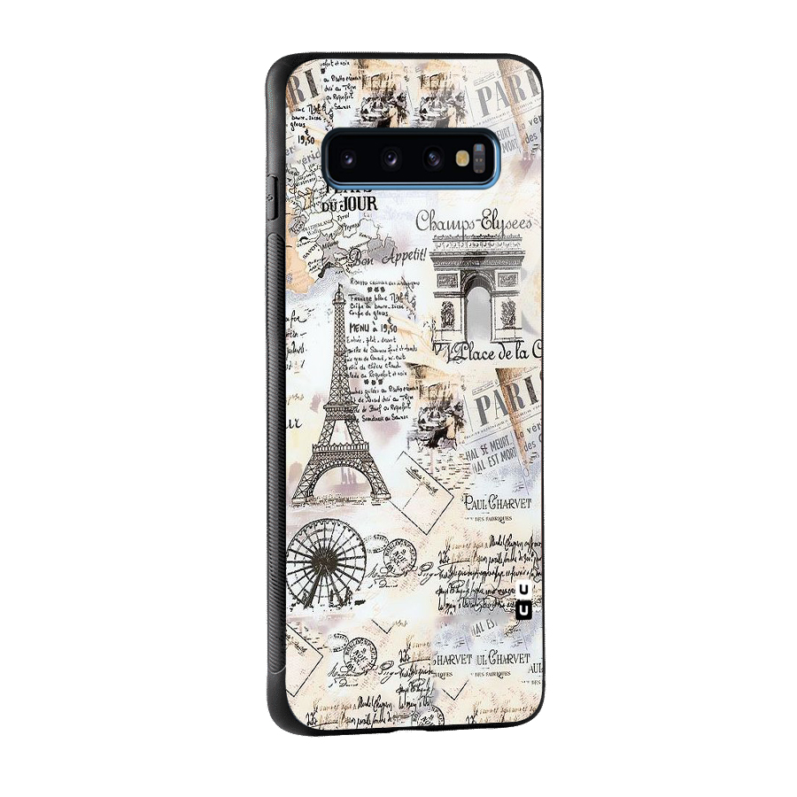 Paris Paper Glass Back Case for Galaxy S10