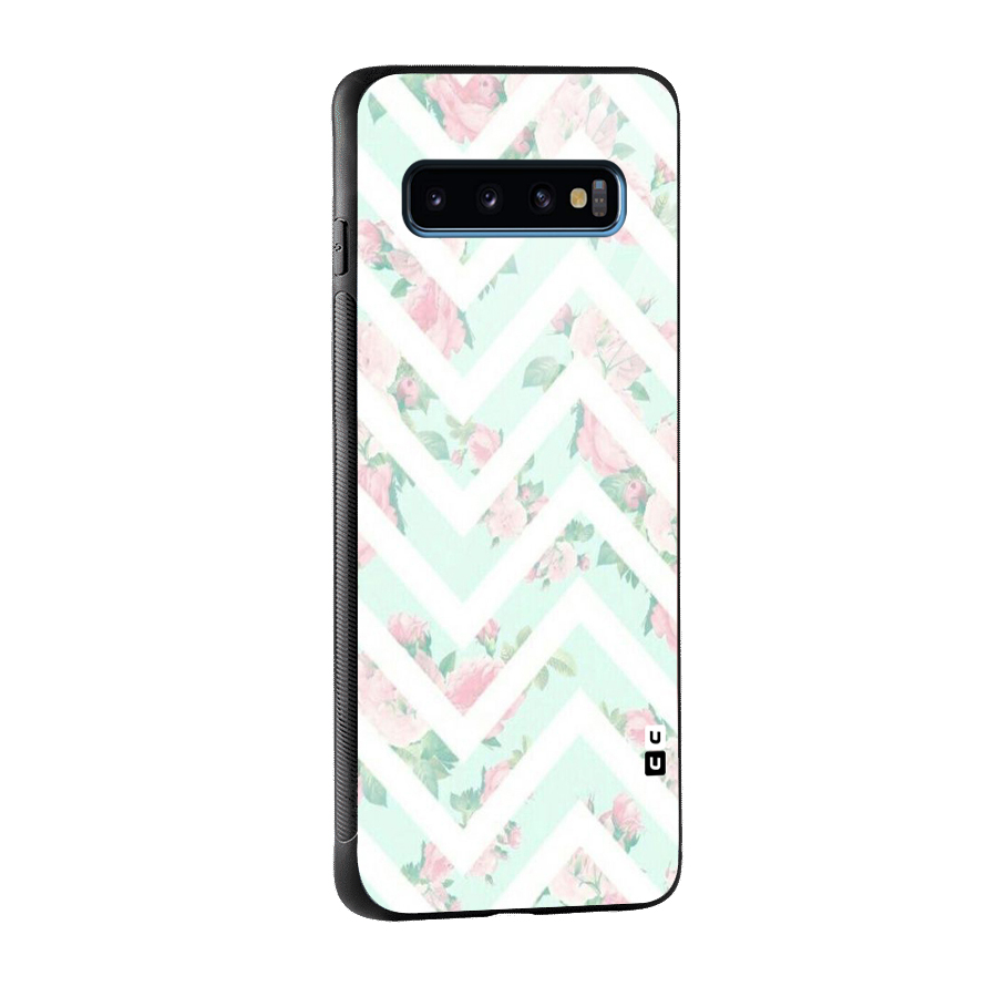 Pastel Floral Zig Zag Glass Back Case for Galaxy S10