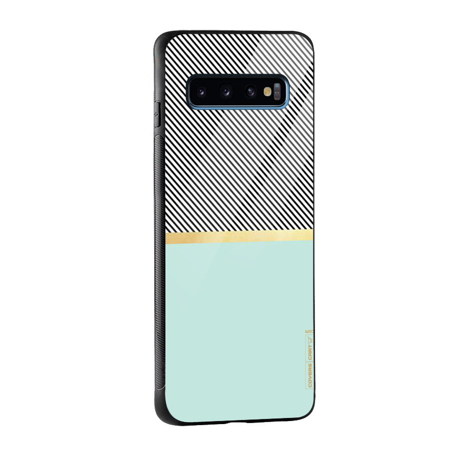 Pastel Green Base Stripes Glass Back Case for Galaxy S10
