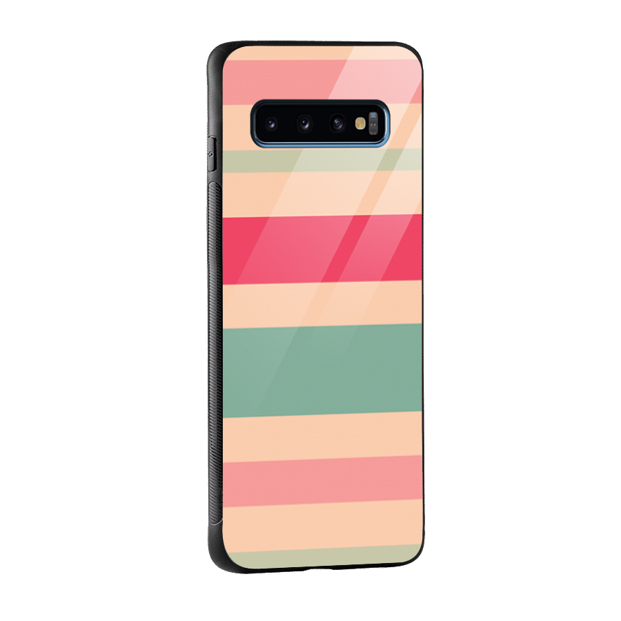 Pastel Stripes Vintage Glass Back Case for Galaxy S10