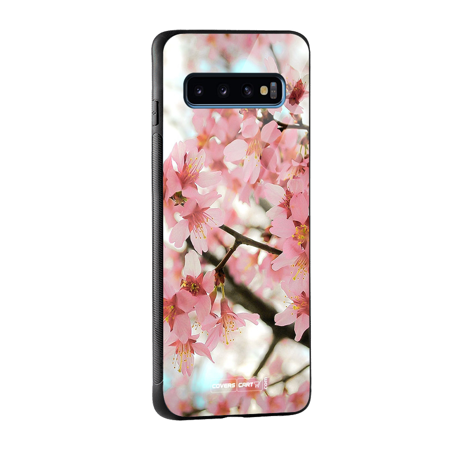 Peach Floral Glass Back Case for Galaxy S10