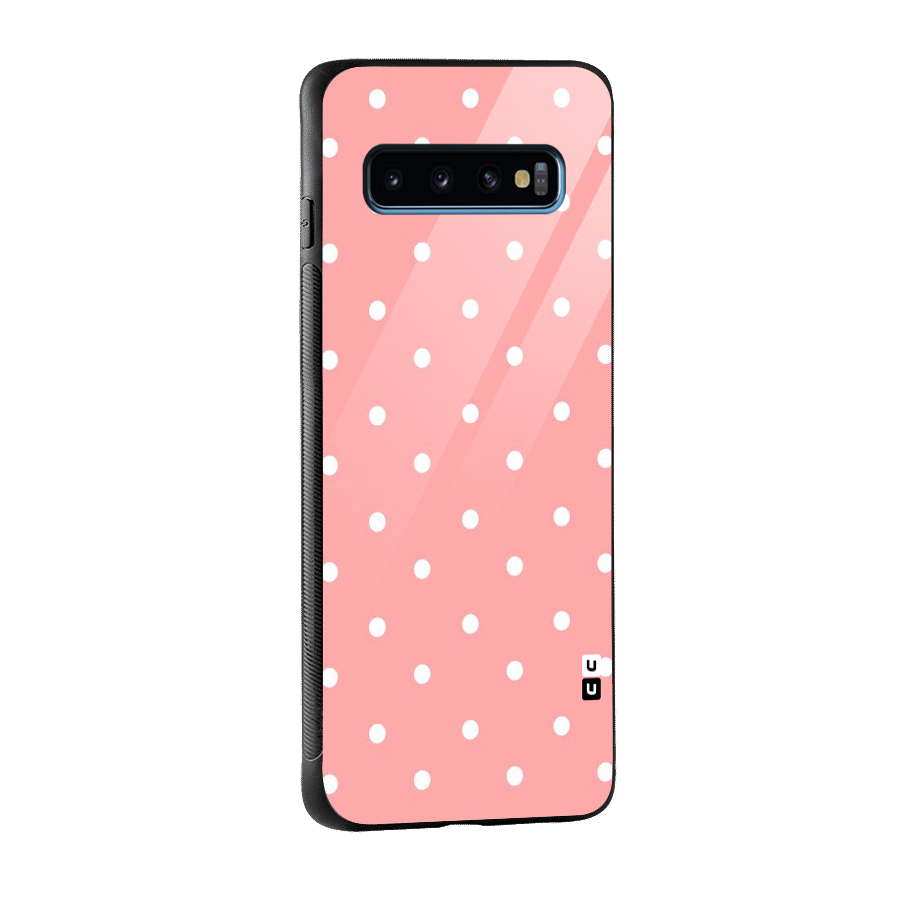 Peach Polka Pattern Glass Back Case for Galaxy S10